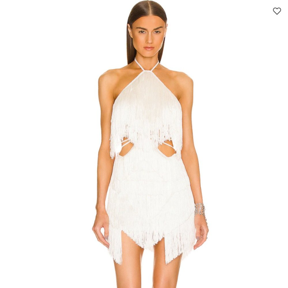 NWOT: Dundas White Fringe Dress